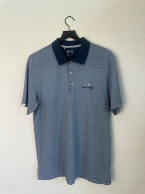 adidas Navy Striped Climachill Polo / Golf Shirt